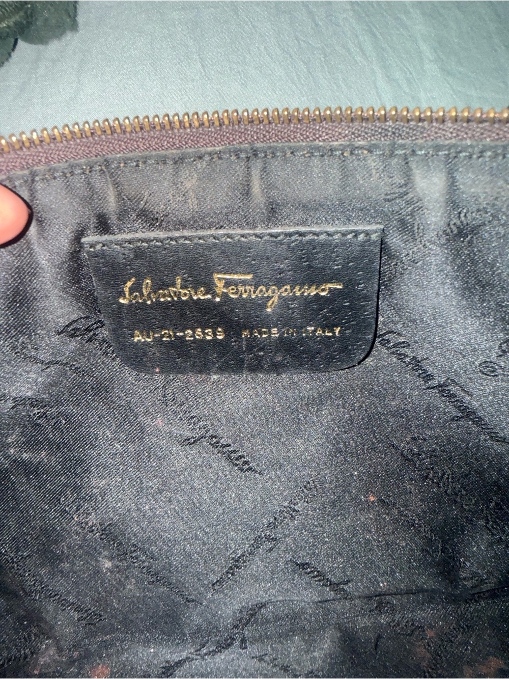 Salvatore Ferragamo Black Leather Shoulder Bag with Gold Logo